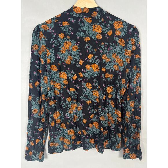 Modcloth Size Large Viscose Turtle Neck Long Sleeve Floral - Picture 2 of 7